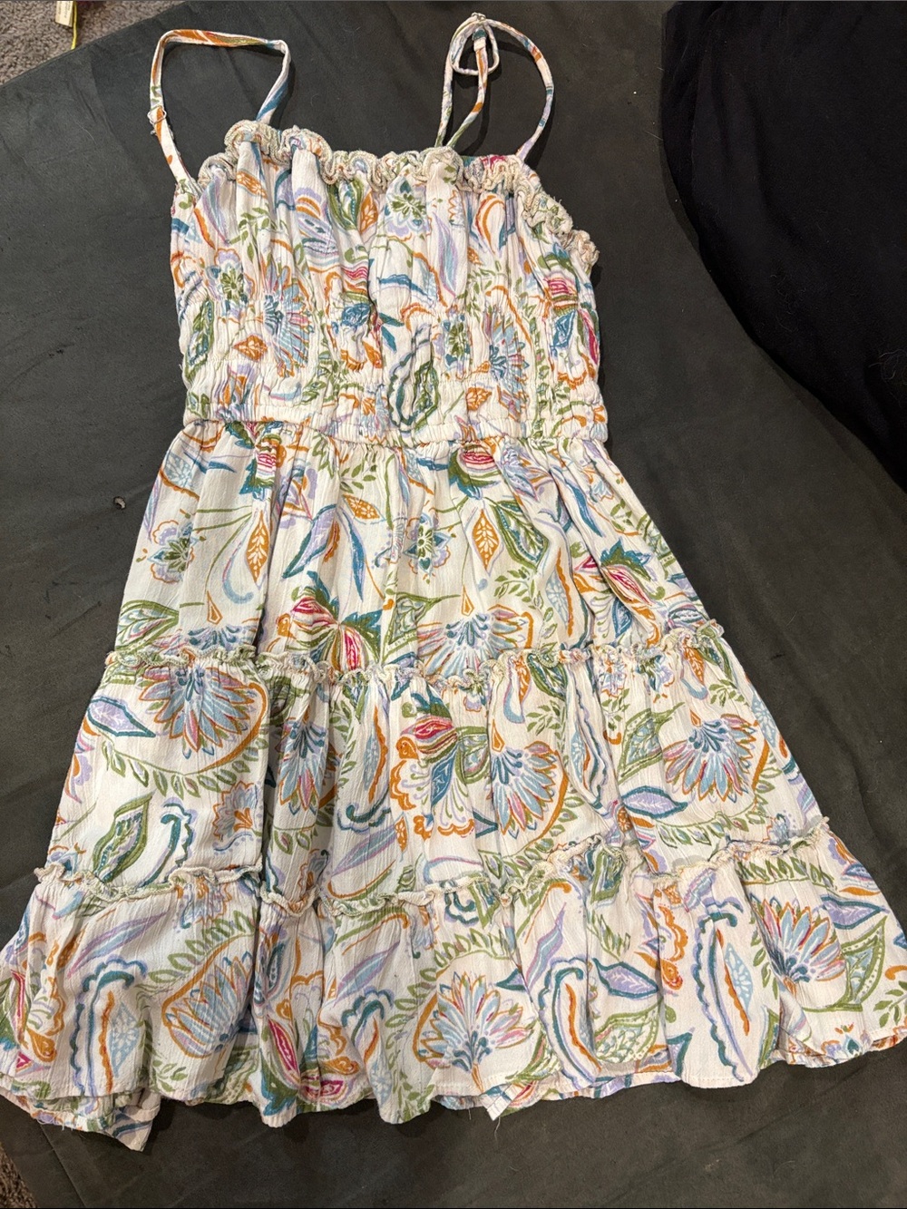 Angie White Mini Dress with Multicolor Floral Print